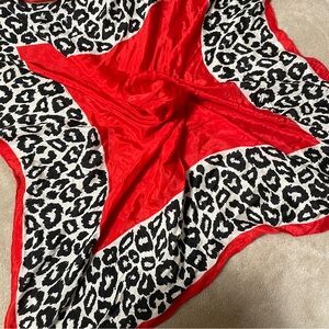 Specialty house Silk Scarf with Red and Black Leopard Print